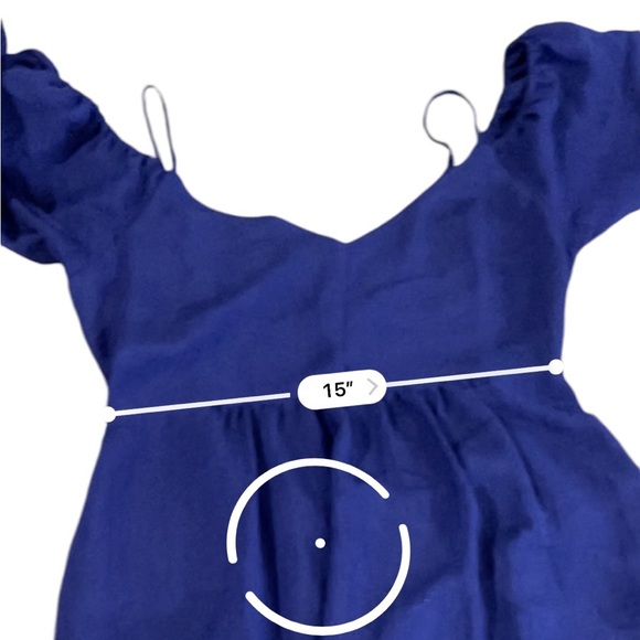 Moulinette Soeurs Anthropologie Carina Open Shoulder Blue Dress, Small - Picture 12 of 14